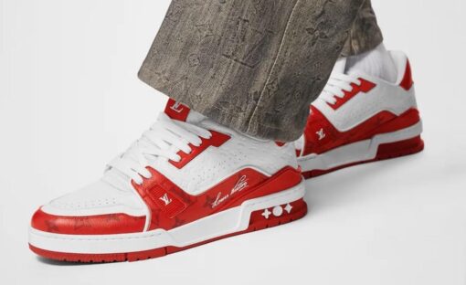 LV Sneaker Signature Red White - Image 3