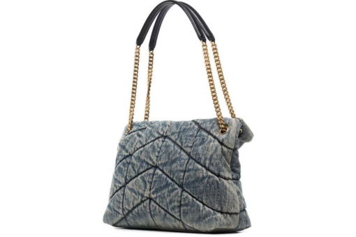 Saint Laurent Puffer Denim Shoulder Bag Blue - Image 2