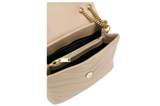 Saint Laurent Quilted Shoulder Bag Beige - Image 3