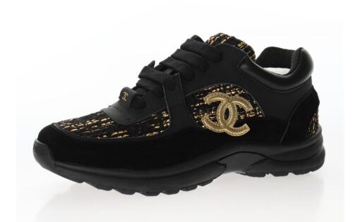 Chanel Low Top Trainer Triple Black Gold - Image 3