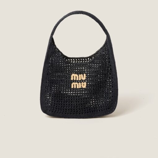 Miu Miu Woven Hobo Bag Black