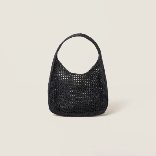 Miu Miu Woven Hobo Bag Black - Image 2
