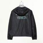 Bottega Veneta Zipper Hoodie – Luxury Black Technical Shell Jacket with Signature Green Logo - Image 2