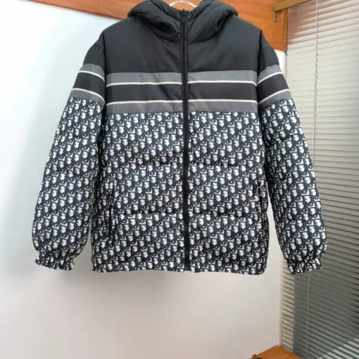 Dior Down Jacket Gray And Black