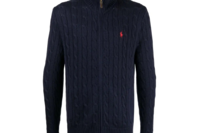 Ralph lauren Cable-Knit Cotton Full-Zip Jumper Navy Blue