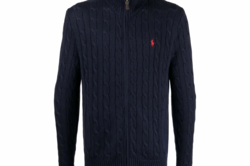 Ralph lauren Cable-Knit Cotton Full-Zip Jumper Navy Blue