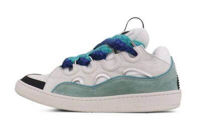 Lanvin Curb Lace-Up Sneakers White Green Blue