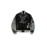 LV NBA Black & White Logo Varsity Jacket