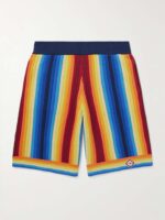 Casablanca Straight-Leg Logo-Appliquéd Striped Cotton-Blend Terry Shorts