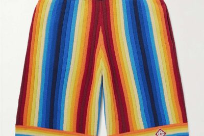 Casablanca Straight-Leg Logo-Appliquéd Striped Cotton-Blend Terry Shorts