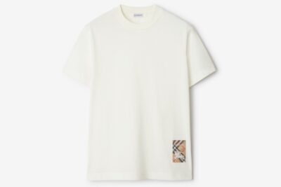 Burberry Check Label Cotton T-shirt Chalk