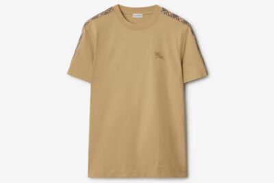 Burberry Check Trim Cotton T-shirt Flax