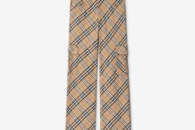 Burberry Check Stretch Linen Cotton Trousers