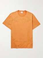Burberry Logo-Embroidered Cotton-Jersey T-Shirt Orange