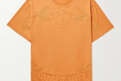 Burberry Logo-Embroidered Cotton-Jersey T-Shirt Orange