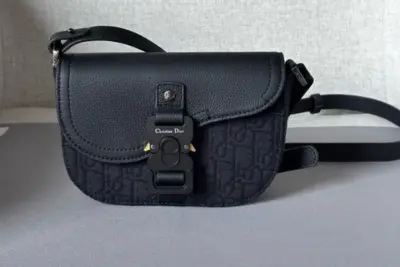 Dior Mini Oblique Saddle Buckle Messenger Bag Full Black