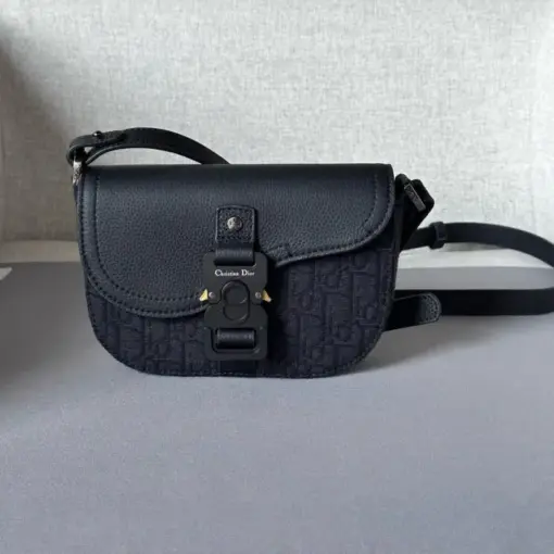 Dior Mini Oblique Saddle Buckle Messenger Bag Full Black
