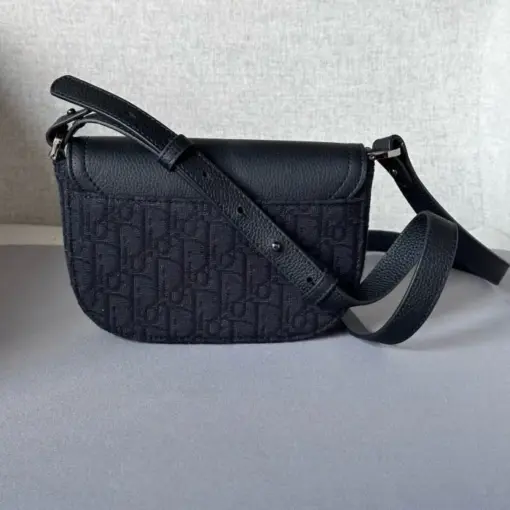 Dior Mini Oblique Saddle Buckle Messenger Bag Full Black - Image 2