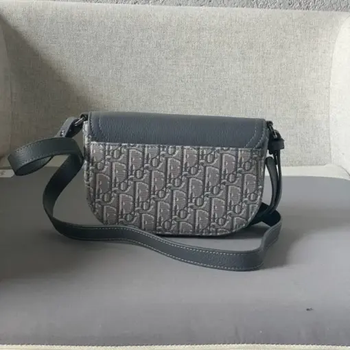 Dior Mini Oblique Saddle Buckle Messenger Bag Grey - Image 2