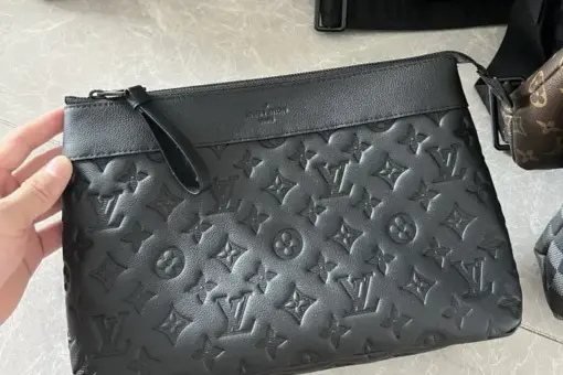 LV Pochette Voyage Souple Monogram Shadow Leather Black