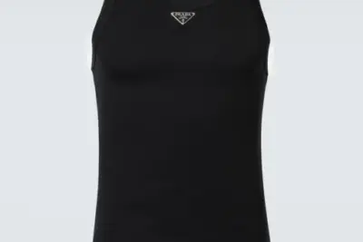Prada triangle-logo cotton tank top black