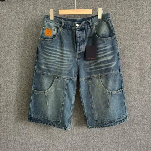 LV Cargo Denim Shorts Pocket Patch