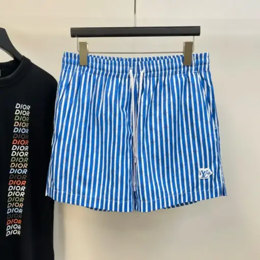 LV Checked Monogram Swim Shorts Blue