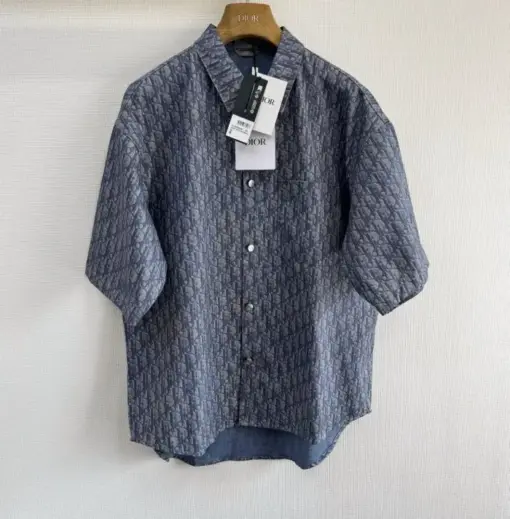 Dior Oblique Short-Sleeved Shirt Blue