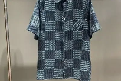 LV Damier Silk Shirt Blue Haze