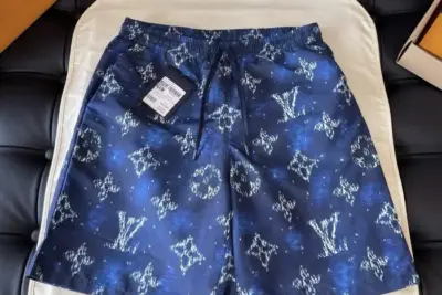 LV Monogram Print Swim Shorts Ocean Blue