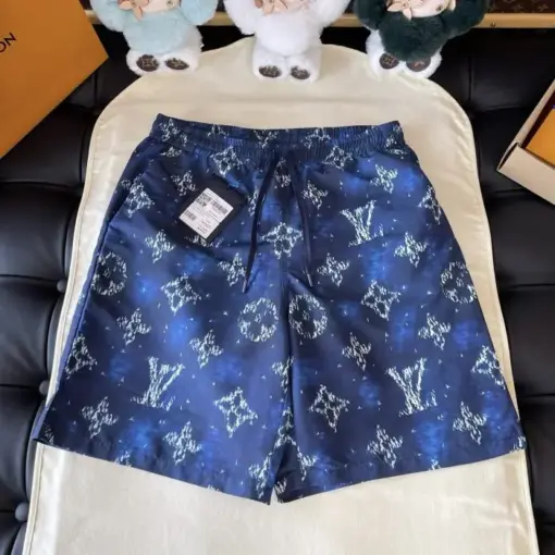LV Monogram Print Swim Shorts Ocean Blue