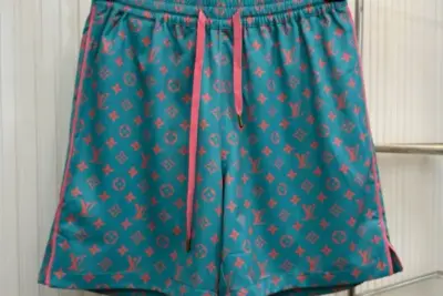 LV Monogram Silk Shorts Strawberry Ice