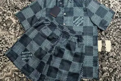 LV Damier Silk Suite Set Blue Haze