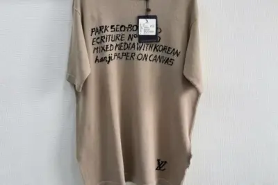 LV x Park Seo-Bo Short-Sleeved Cotton Crewneck T-Shirt Beige