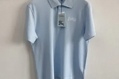 BURBERRY Cotton Polo T-Shirt Sky Blue