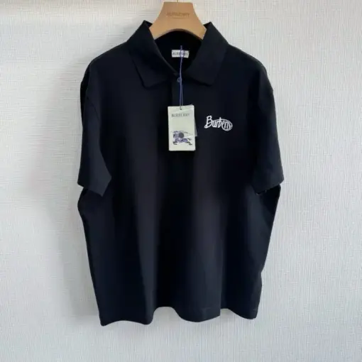 BURBERRY Cotton Polo T-Shirt Sky Black