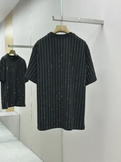 LV Crystal Embellished Cotton T-Shirt Black - Image 2