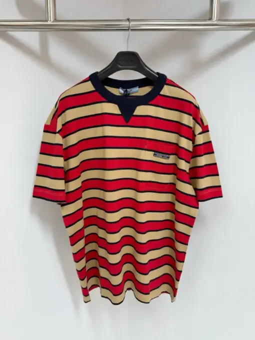 Prada Oversized Striped T-Shirt Red