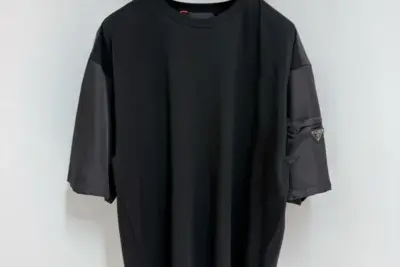 Prada Cotton T-shirt with elastane Re-Nylon Black