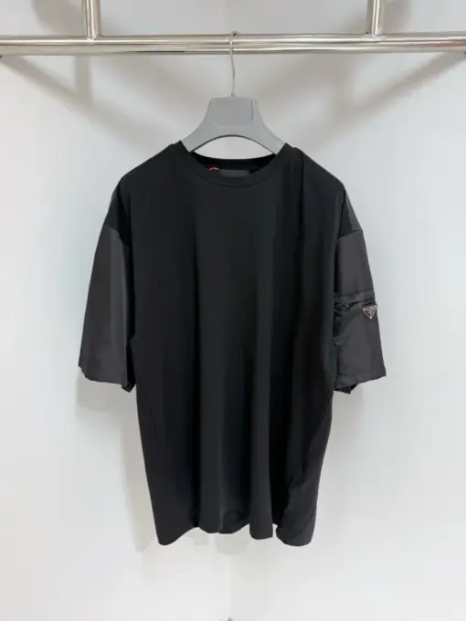 Prada Cotton T-shirt with elastane Re-Nylon Black
