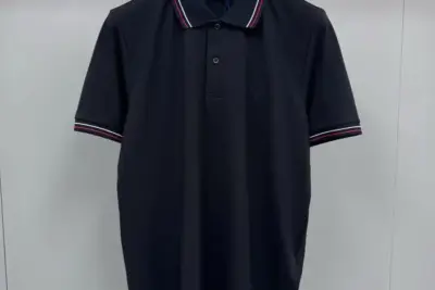 Prada Beyaz Men Short Sleeve Pique Polo T-Shirt Black