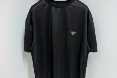 Prada Black Re-Nylon and jersey T-shirt