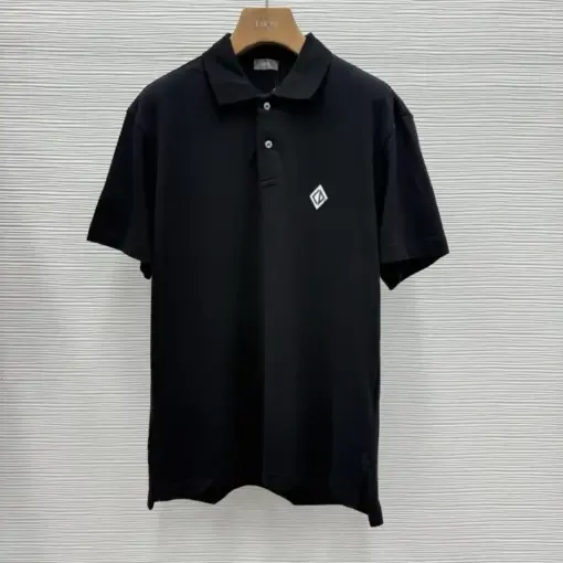 CD Diamond Polo T-Shirt, Relaxed Fit Black