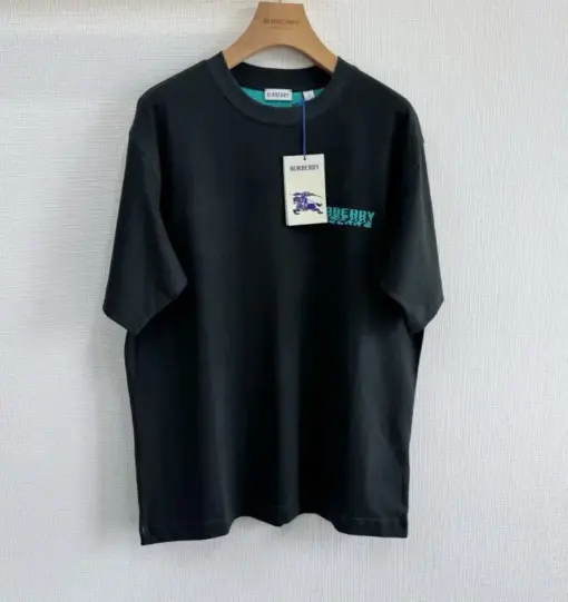 Burberry Warped Logo Cotton T-shirt Black