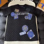 LV Damier Short-Sleeved Signature Crewneck T-Shirt Black