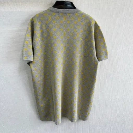 LV Designer Monogram T-Shirt Grey & Yellow - Image 2