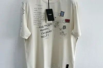 Fendi Postcards Motif Printed T-Shirt White