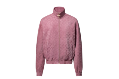 LV Monogram Debossed Leather Tracksuit Jacket Wistful Mauve