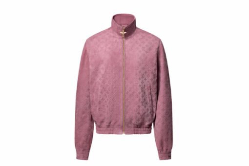 LV Monogram Debossed Leather Tracksuit Jacket Wistful Mauve
