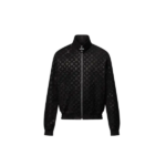 LV Monogram Debossed Leather Tracksuit Jacket Noir